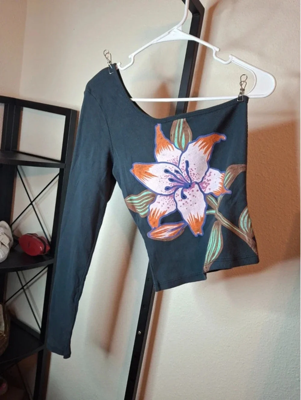 Daydreamer x Free People Vintage Black Lily One Shoulder Long Sleeve size L